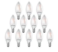 paul russells Small Edison Screw LED Filament Pearl Frosted Candle E14 Light, 25w Equivalent Replacement 2.5W 250LM 2700K Warm White C35 Bulbs, Ceiling Fittings Chandelier Energy Saving, Pack of 12