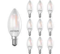 paul russells Small Edison Screw LED Filament Pearl Frosted Candle E14 Light, 25w Equivalent Replacement 2.5W 250LM 2700K Warm White C35 Bulbs, Ceiling Fittings Chandelier Energy Saving, Pack of 10