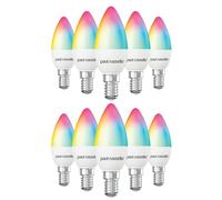 paul russells Smart LED Candle Bulb, 4.8W E14 Small Edison Screw, Works with Amazon Alexa and Google Home Light Bulbs, 40W Energy Saving, No Hub Require, RGBCW 2700K-6500K, Wi-Fi 2.4GHz Only, 10 Packs