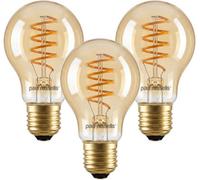 Paul Russells Spiral A60 Amber Dimmable Led Filament Gls Bulb With E27 Edison Screw, 4W 1800K Extra Warm White Pack Of 3