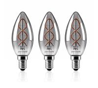 paul russells Spiral Filament LED Candle Small Edison Screw E14, 2.5W 60LM Vintage Retro SES Light, Replace 7W Warm White 1800K C35 Decorative Dimmable Smoked Grey Glass Bulbs, Flicker-Free - 3 Packs