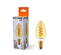 paul russells Spiral Filament LED Candle Small Edison Screw E14 2.5W Vintage Light - Replace 15W Extra Warm White 1800K SES C35 Amber Retro Style Decorative Non-Dimmable Bulbs No Flicker - Pack of 1
