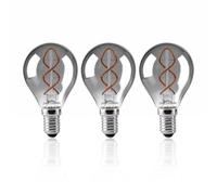 paul russells Spiral Filament LED Golf Small Edison Screw E14, 2.5W 60LM Vintage Retro SES Light, Replace 7W Warm White 1800K G45 Decorative Dimmable Smoked Grey Glass Bulbs, Flicker-Free - 3 Packs