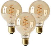 Paul Russells Spiral G80 Amber Dimmable Led Filament Globe Bulb With E27 Edison Screw, 4W 1800K Extra Warm White Pack Of 3