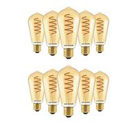 paul russells ST64 LED Filament Edison Screw E27 Vintage Lights - Pack of 10 - 25W Equivalent 4W 250LM Lumens 1800K ES Decorative Replacement Cage Bulbs Non-Dimmable - Extra Warm White Retro