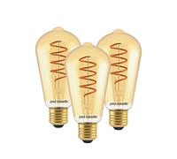 paul russells ST64 LED Filament Edison Screw E27 Vintage Lights - Pack of 3 - 25W Equivalent 4W 250LM Lumens 1800K ES Decorative Replacement Cage Bulbs Non-Dimmable - Extra Warm White Retro
