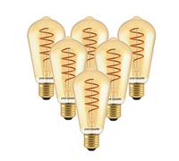 paul russells ST64 LED Filament Edison Screw E27 Vintage Lights - Pack of 6 - 25W Equivalent 4W 250LM Lumens 1800K ES Decorative Replacement Cage Bulbs Non-Dimmable - Extra Warm White Retro