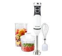 Paul Russells Stainless Steel Hand Blender 3 in 1 Stick Blender with 600W Power, 2-Speed Control, Turbo Function, Low Noise, Detachable Parts Includes Chopper Cup, Whisk, 500ml Measuring Cup with Lid