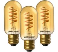 Paul Russells T45 Led Filament E27 Bulb, 4W 25W Eq, 250Lm, 1800K, Non-Dimmable, 3 Pack, Retro