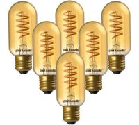 paul russells T45 LED Filament Edison Screw E27 Vintage Lights - Pack of 6 - 25W Equivalent Replacement 4W 250LM Lumens 1800K ES Decorative Cage Bulbs Non-Dimmable - Extra Warm White Retro