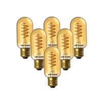 paul russells T45 LED Filament Edison Screw E27 Vintage Lights - Pack of 6 - 25W Equivalent Replacement 4W 250LM Lumens 1800K ES Decorative Cage Bulbs Non-Dimmable - Extra Warm White Retro