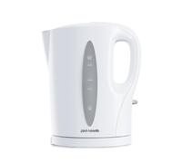 Paul Russells White Plastic Kettle - 1.7L Capacity, Perfect for 7 Cups, Family Size, Clear Water Window, LED Indicator, 2200w Quite boil, Sleek and Simple, Boil Dry Protection, Cord-free Serving.