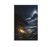 Paul Shipwrecked on A Rocky Shore, Fire Glowing Beside Him As Wet Cloaks Steam in The Cold And A Serpent Slithers Away. Contemporary Wall Mural - Decorative Hanging Poster Art 08x12inch(20x30cm)
