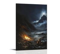 Paul Shipwrecked on A Rocky Shore, Fire Glowing Beside Him As Wet Cloaks Steam in The Cold And A Serpent Slithers Away. Contemporary Wall Mural - Decorative Hanging Poster Art 12x18inch(30x45cm)
