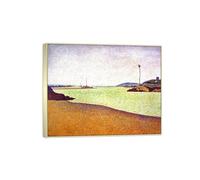 Paul Signac Painting Reproductions. Picture Print on Canvas. Beacons at Saint-Briac. Champagne Silver Frame Wall Art Poster for Home Decor 100x80cm