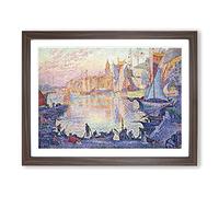 Paul Signac The Port of Saint Tropez Classic Painting Framed Wall Art Print, Ready to Hang Picture for Living Room Bedroom Home Office Décor, Walnut A4 (34 x 25 cm)