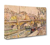 Paul Signac Tugboat at the Pont Neuf Paris Canvas Print | Gallery Wrapped 30mm Frame Wall Art | 30x20 inches | Ready to Hang | Classic Picture | Living Room Bedroom Lounge Office
