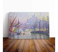 Paul Signac View pf The Port Marseilles Canvas Print | Gallery Wrapped 30mm Frame Wall Art | 20x14 inches | Ready to Hang | Modern Picture | Living Room Bedroom Lounge Office