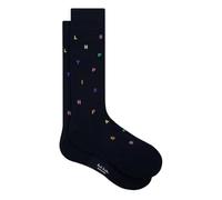 Paul Smith Keanu Stamp Letter Type Socks. Blue and Multicoloured. One Size