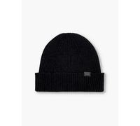 Paul Smith Mens Black Round Crown Ribbed Recycled Cashmere-wool Blend Knit Beanie Hat