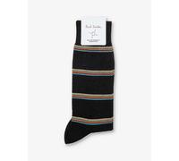 Paul Smith Mens Black Signature Block-stripe Cotton-blend Socks 1 Size
