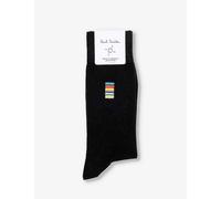 Paul Smith Mens Black Stripe-embroidered Stretch-organic-cotton Blend Socks 1 Size
