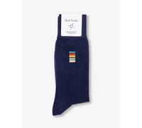 Paul Smith Mens Blue Stripe-pattern Stretch-cotton Blend Socks