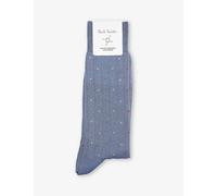 Paul Smith Mens Light Blue Signature Dot-pattern Stretch-organic-cotton Blend Socks 1 Size