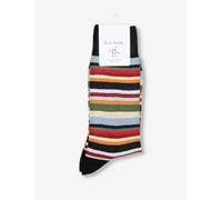 Paul Smith Mens New Signature Stripe-pattern Stretch-organic-cotton Blend Socks 1 Size