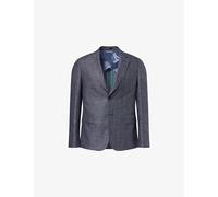 Paul Smith Mens Paul Smith Blue Sharkskin Buggy-Lined Linen-Wool Blazer Blue 44
