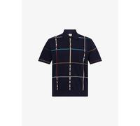 Paul Smith Mens Paul Smith Check-Print Short-Sleeves Cotton-Knit Polo Shirt Blue S