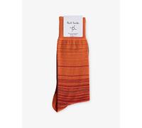 Paul Smith Mens Paul Smith Marcel Striped Cotton-Blend Socks Orange