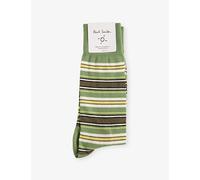 Paul Smith Mens Paul Smith Margate Striped Stretch-Cotton Blend Socks Green