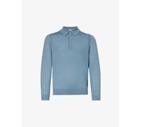 Paul Smith Mens Petrol Blue Fine-knit Collared Regular-fit Merino-wool Polo Shirt S