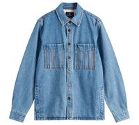 Paul Smith Men's Stripe Embroidered Denim Shirt Jacket Blue