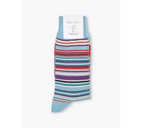 Paul Smith Mens Turquoise Hawkins Stripe Cotton-blend Socks 1 Size