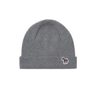 Paul Smith Mens Zebra Logo Ribbed Lambswool Beanie, Slate Grey Hat SLATE O/S