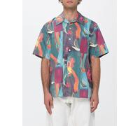 PAUL SMITH Short-Sleeved Organic Cotton Shirt with Cuban Collar - Size: M - male