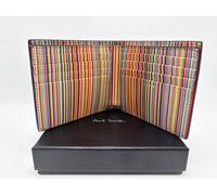 PAUL SMITH Signature Stripe Black Leather Billfold Wallet Classic