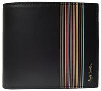 Paul Smith 'Signature Stripe Block' Mens Coin and Billfold Wallet in Black Leather