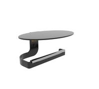 Paul Sust Slick Black and Silver Oval Wall Mounted Toilet Roll Holder & Toilet Paper Holder with Shelf - Tissue Holder for Bathroom