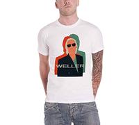 Paul Weller T Shirt Illustration Offset Logo Official Mens White M