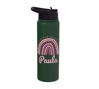 Paula Name Personalized Funny Women Pink Rainbow Paula Stainless Steel Insulated Water Bottle