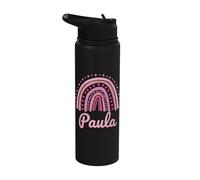 Paula Name Personalized Funny Women Pink Rainbow Paula Stainless Steel Insulated Water Bottle