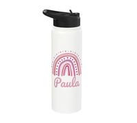 Paula Name Personalized Funny Women Pink Rainbow Paula Stainless Steel Insulated Water Bottle