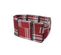 Paula & Ollie Console Dog Car Seat - Portable Dog, Cat Armrest Booster Seat for Small Dogs, Anti-Collapse Pet Car Seat with Soft Cushion and Safety Belt, Up to 12lbs (Red Plaid, M-19 * 10 * 9.4")