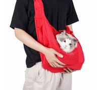 Paula & Ollie Dog Sling Carrier, Cat Sling Purse with Extra Storage Pocket, Hand Free Pet Puppy for Outdoor Traveling, Cycling, Subway for Chest Dog Bag Holder (Red)