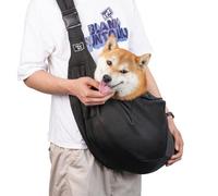 Paula & Ollie Dog Sling Carrier, Cat Sling Purse with Extra Storage Pocket, Hand Free Pet Puppy for Outdoor Traveling, Cycling, Subway for Chest Dog Bag Holder (Black)