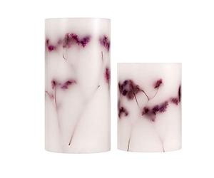 Pauleen 48129 Shiny Bloom Glitter Wax Battery Function 6H Timer LED Candle 2-Piece Set, 0.2 W, White, Purple