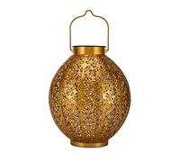 Pauleen 48176 Sunshine Aura Lantern for Balcony or Garden Gold Outdoor Lighting Metal Solar 3000K